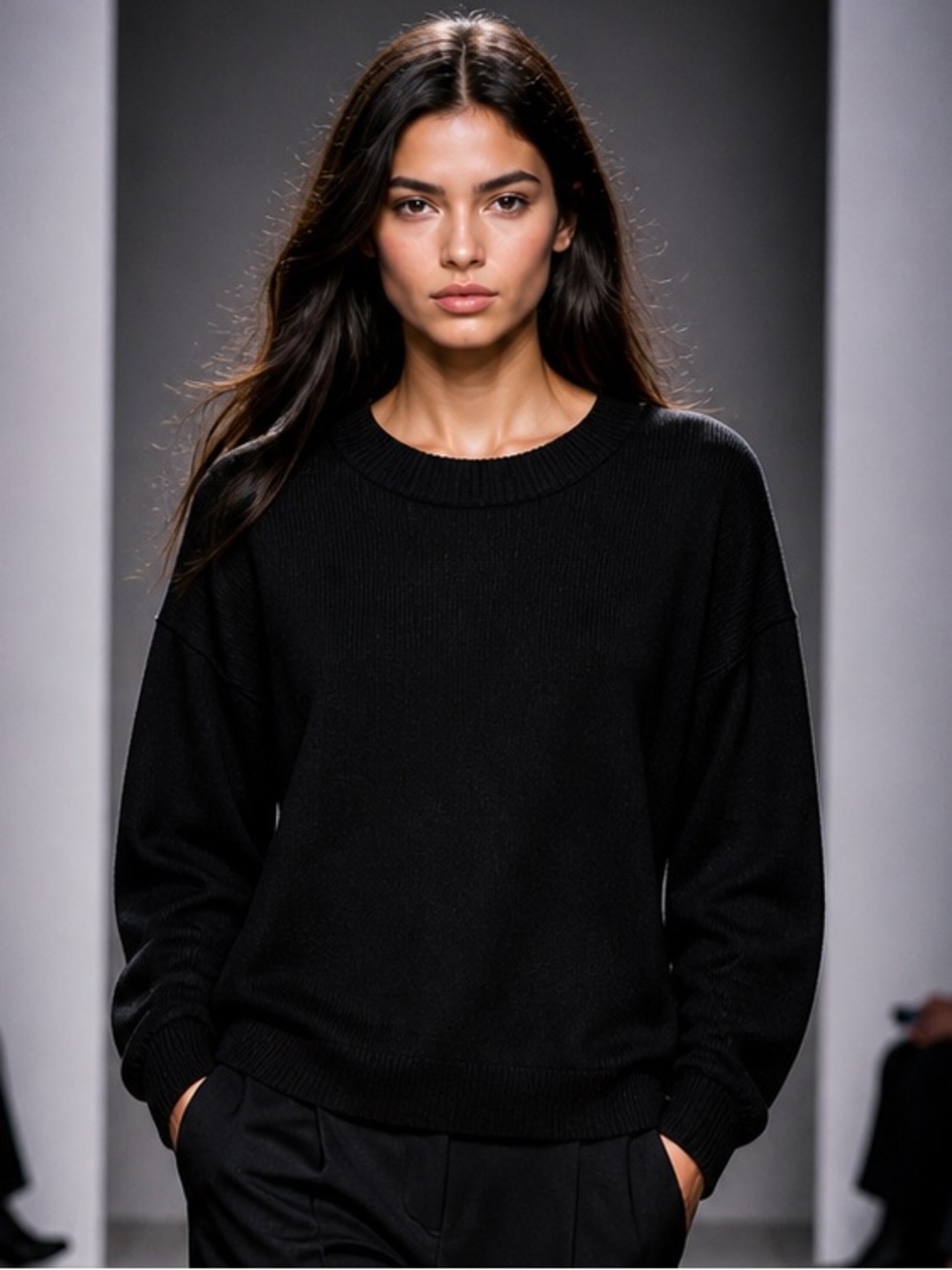 H&M Black Minimalist Sweater XS Soft Lightweight Classic Everyday Top